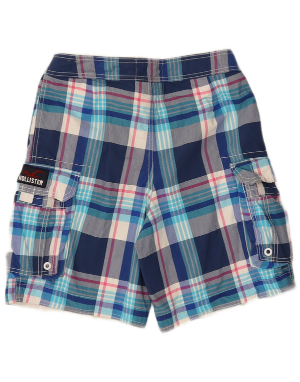 Hollister Mens Swimming Shorts Small Blue Check Cotton
