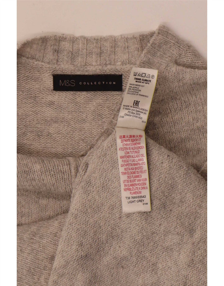 Marks & Spencer Womens Crew Neck Jumper Sweater UK 14 Medium Grey Acrylic