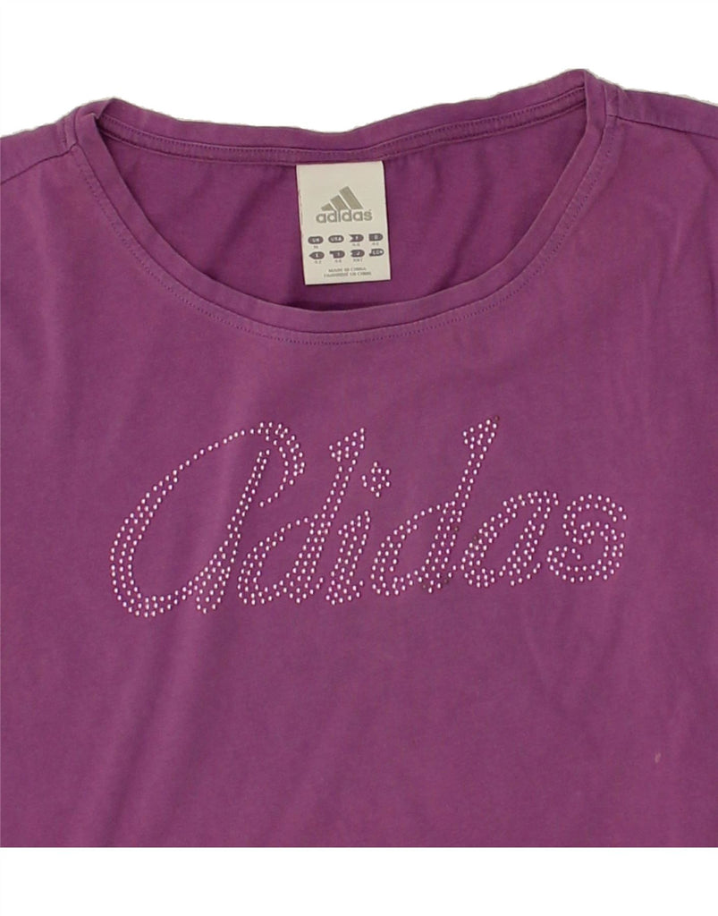 ADIDAS Womens Graphic T-Shirt Top UK 16 Large  Purple Cotton | Vintage Adidas | Thrift | Second-Hand Adidas | Used Clothing | Messina Hembry 