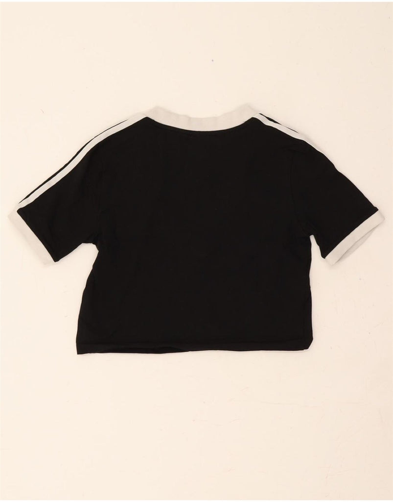ADIDAS Womens Crop T-Shirt Top UK 8 Small Black Cotton Vintage Adidas and Second-Hand Adidas from Messina Hembry 