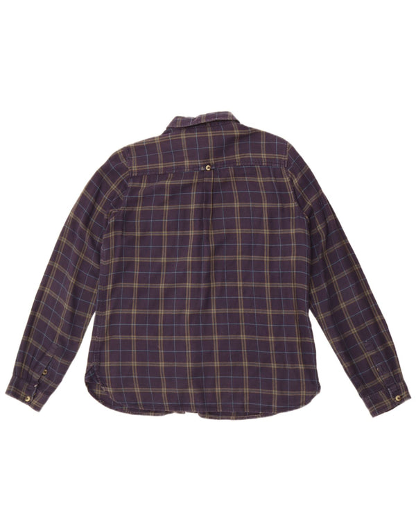 Fat Face Womens Flannel Shirt UK 12 Medium  Navy Blue Check Cotton