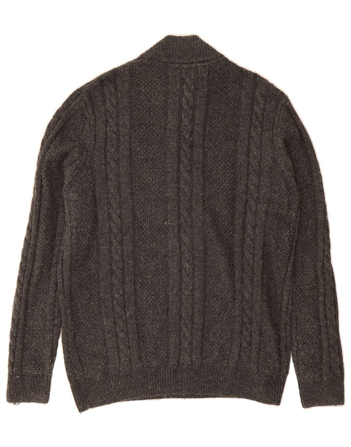 CREW CLOTHING Mens Zip Neck Jumper Sweater XL Grey Wool Vintage Crew Clothing and Second-Hand Crew Clothing from Messina Hembry 