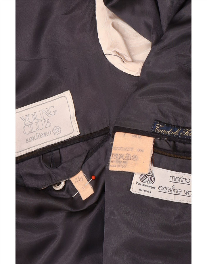San Remo Mens Double Breasted Blazer Jacket IT 48 Medium Navy Blue Striped