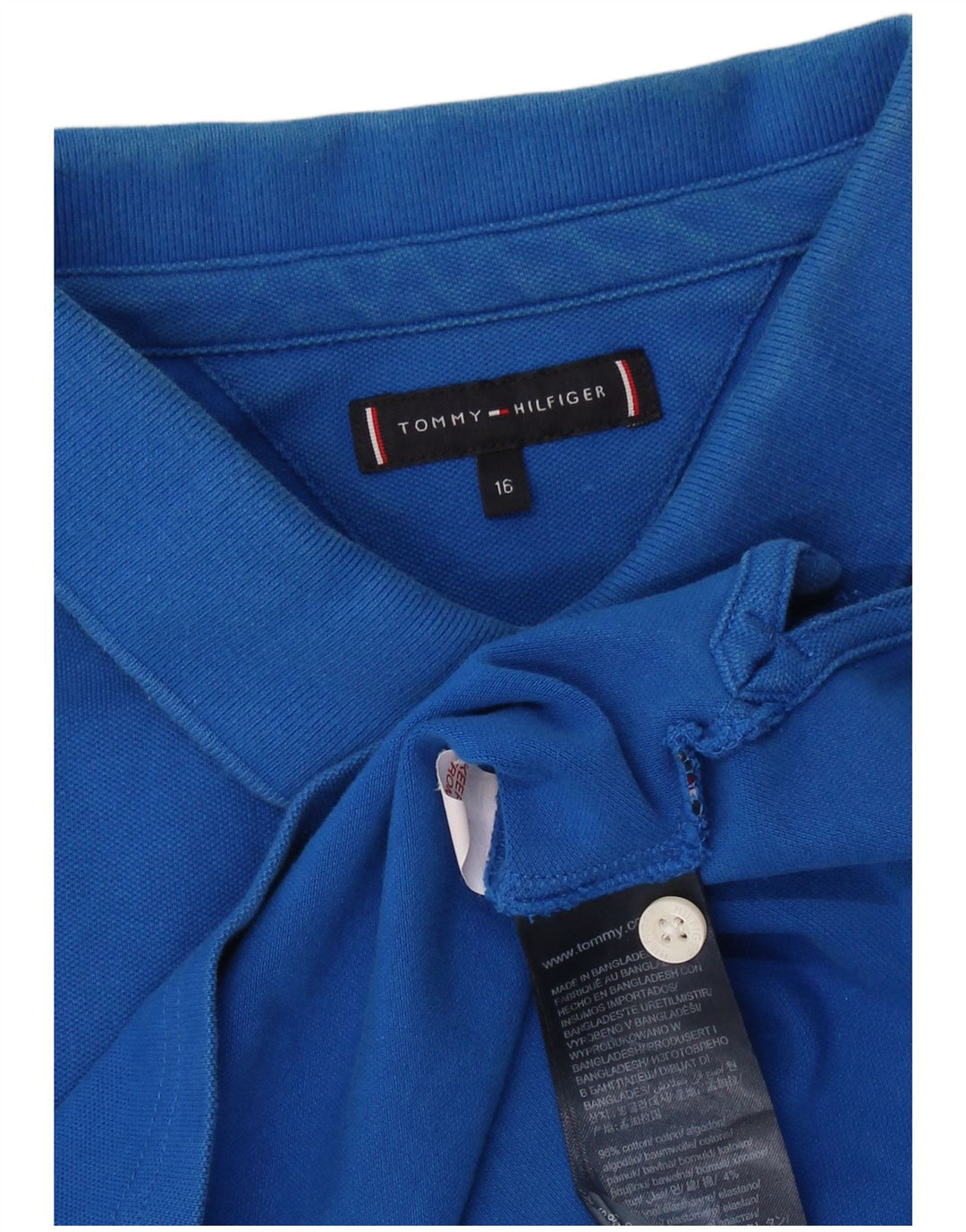 Tommy Hilfiger Boys Polo Shirt 15-16 Years Blue Cotton
