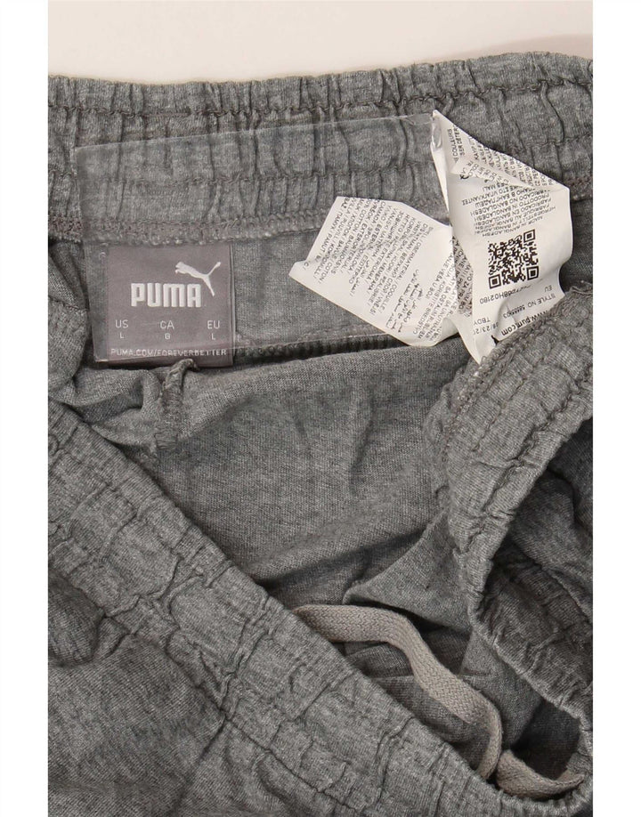 Puma Mens Graphic Tracksuit Trousers Joggers Large Grey Cotton