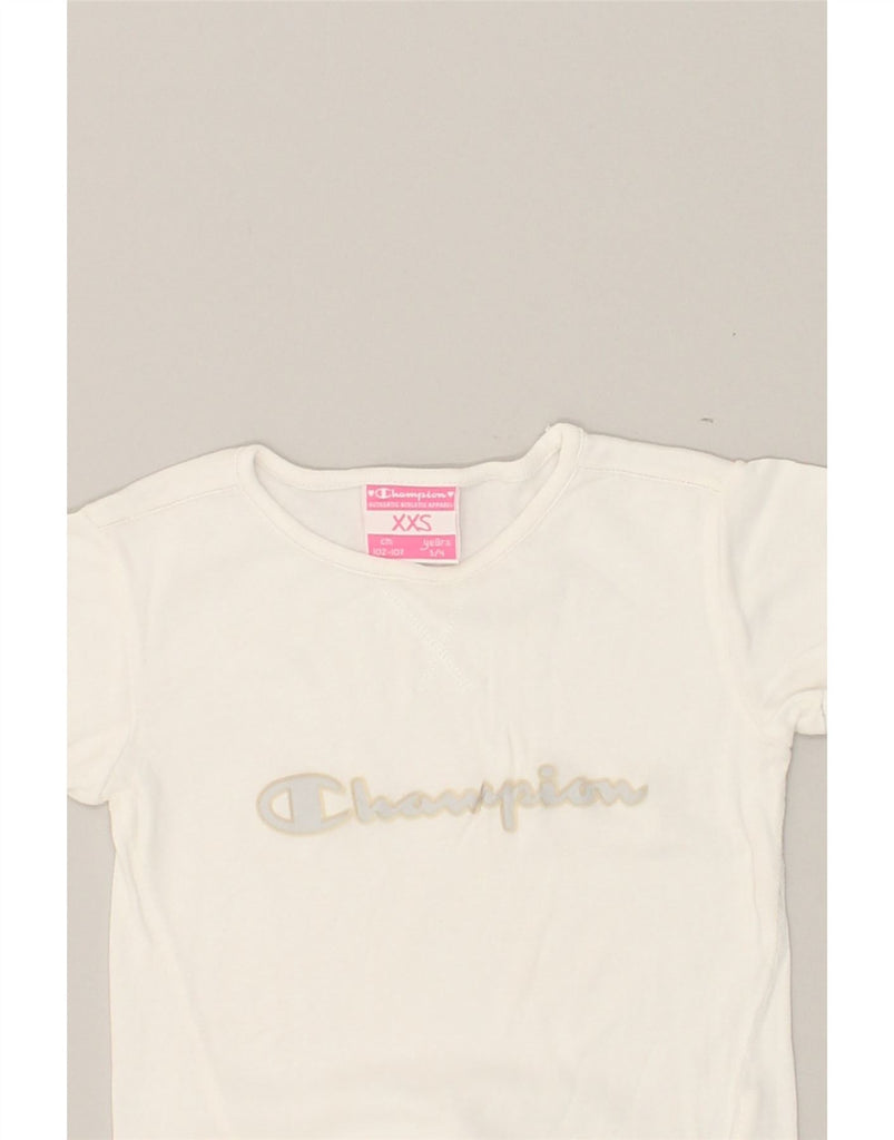 CHAMPION Girls Graphic T-Shirt Top 3-4 Years 2XS White Cotton | Vintage Champion | Thrift | Second-Hand Champion | Used Clothing | Messina Hembry 