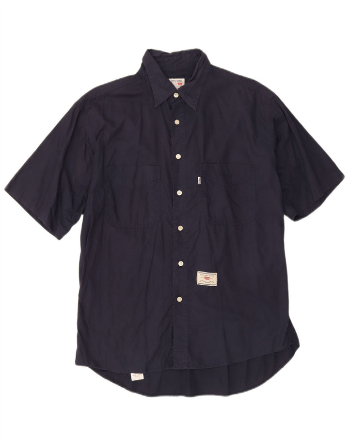 Levi's Mens Short Sleeve Shirt Medium Navy Blue Cotton