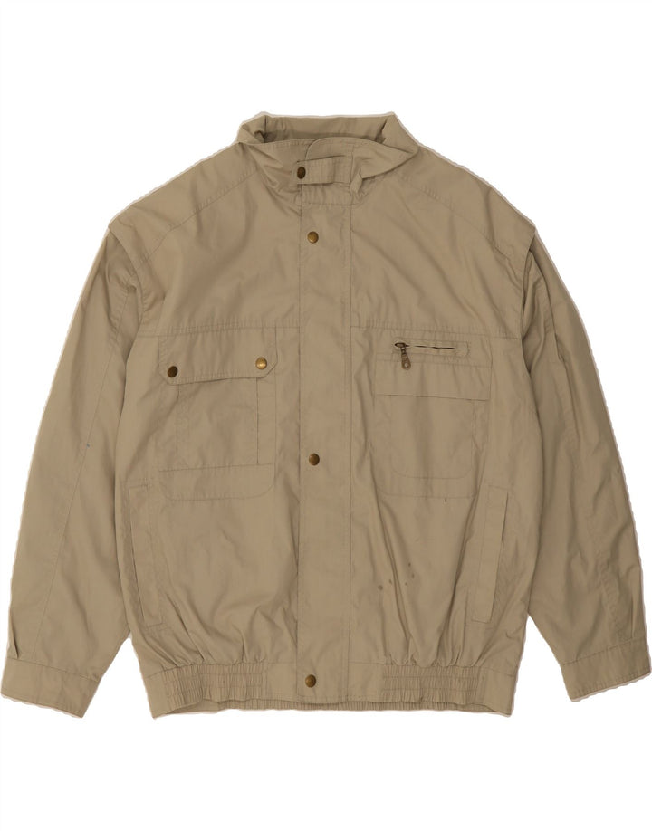 VINTAGE Mens Bomber Jacket UK 42 XL Beige Polyester Vintage Vintage and Second-Hand Vintage from Messina Hembry 