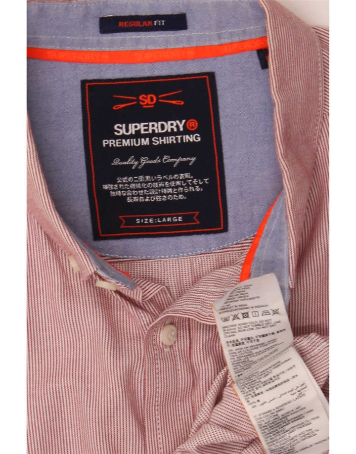 Superdry Mens Regular Fit Shirt Large Red Pinstripe Cotton