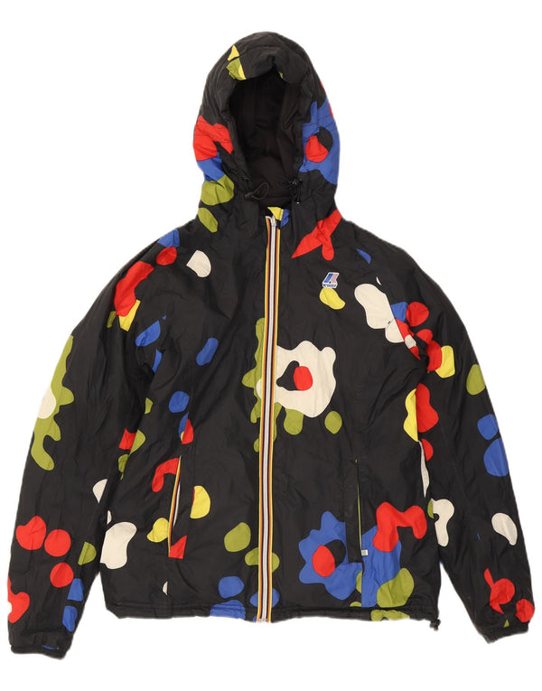 K-Way Girls Hooded Reversible Jacket 5-6 Years Black Floral
