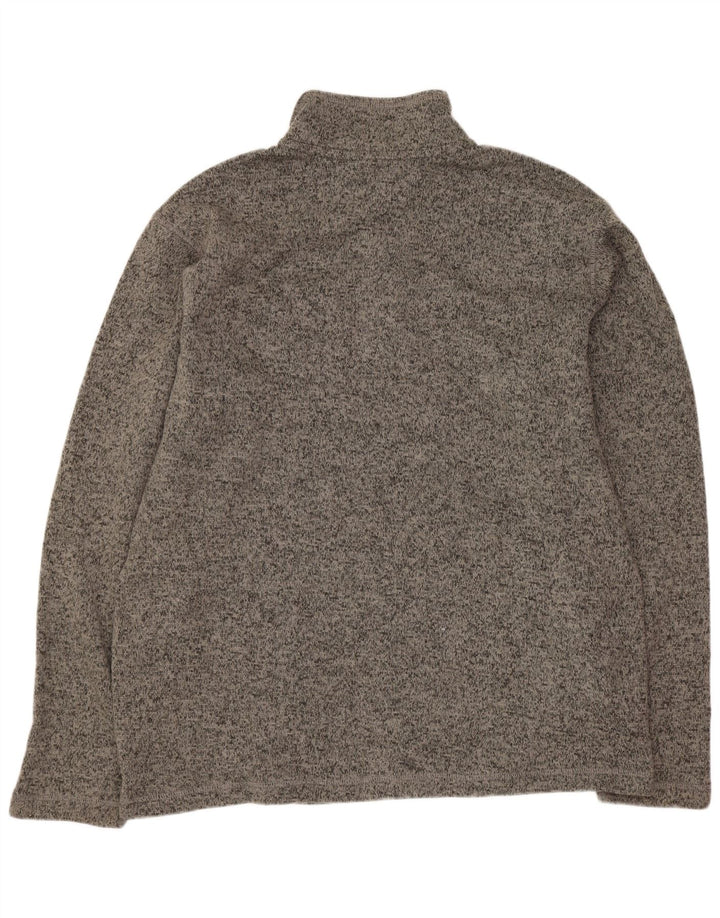 Eddie Bauer Mens Tall Button Neck Jumper Sweater Large Grey Flecked