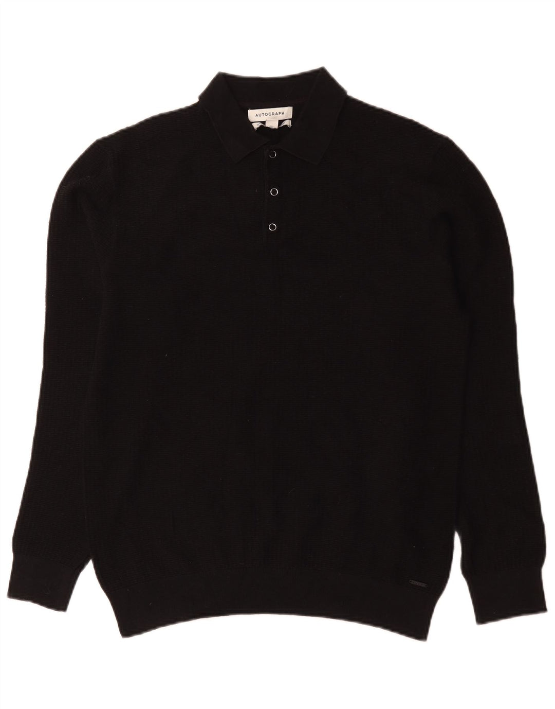 Marks & Spencer Mens Autograph Polo Neck Jumper Sweater Small Black Cotton