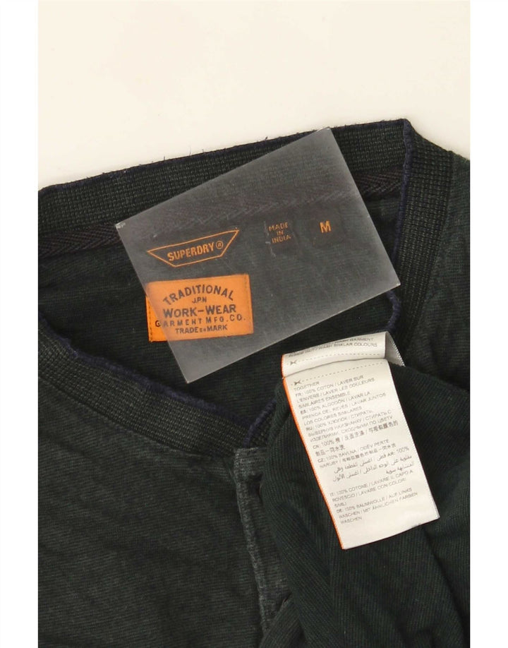 Superdry Mens Top Long Sleeve Medium Green Cotton