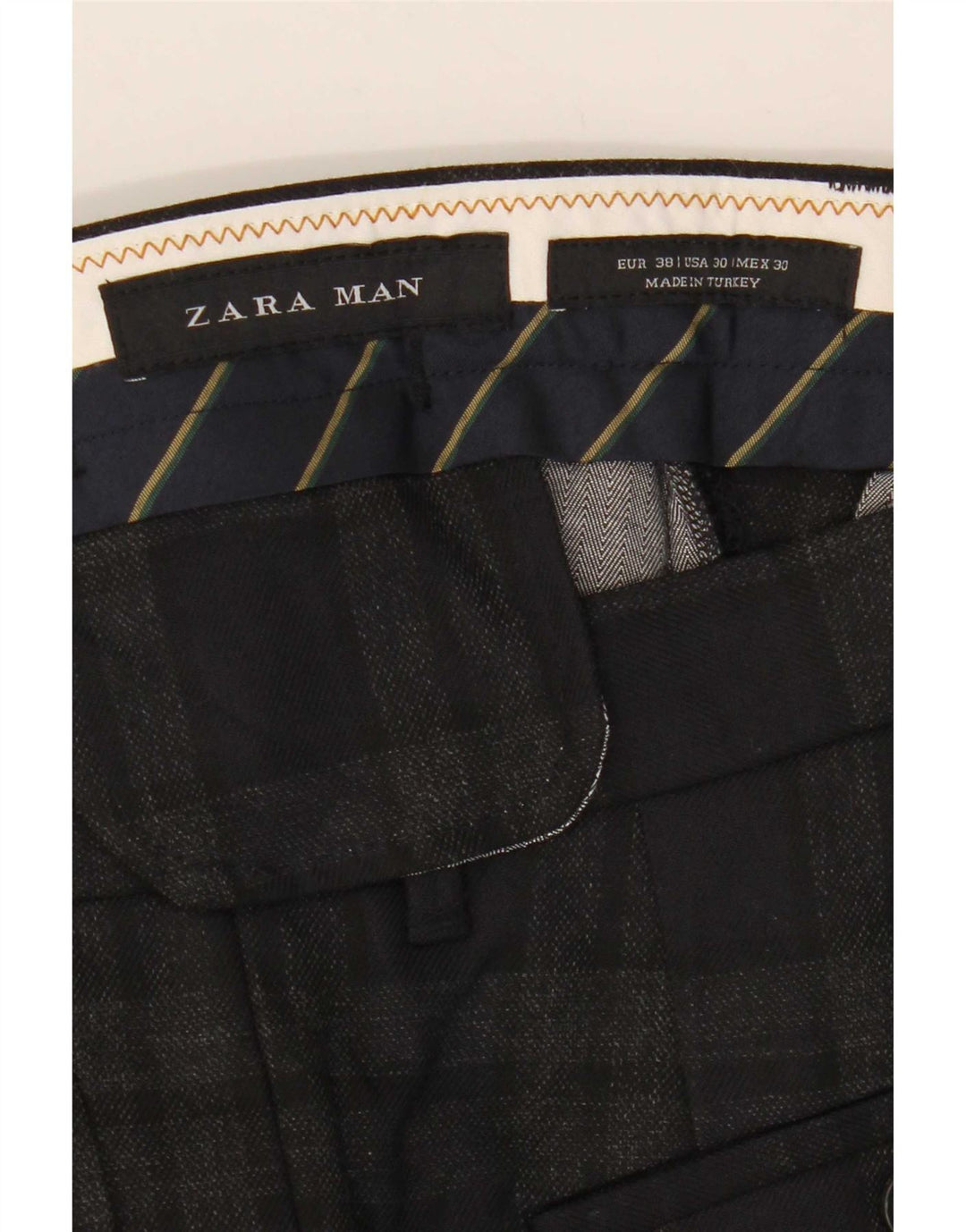 Zara Mens Slim Cropped Trousers EU 38 Small W30 L25 Grey Check Polyester