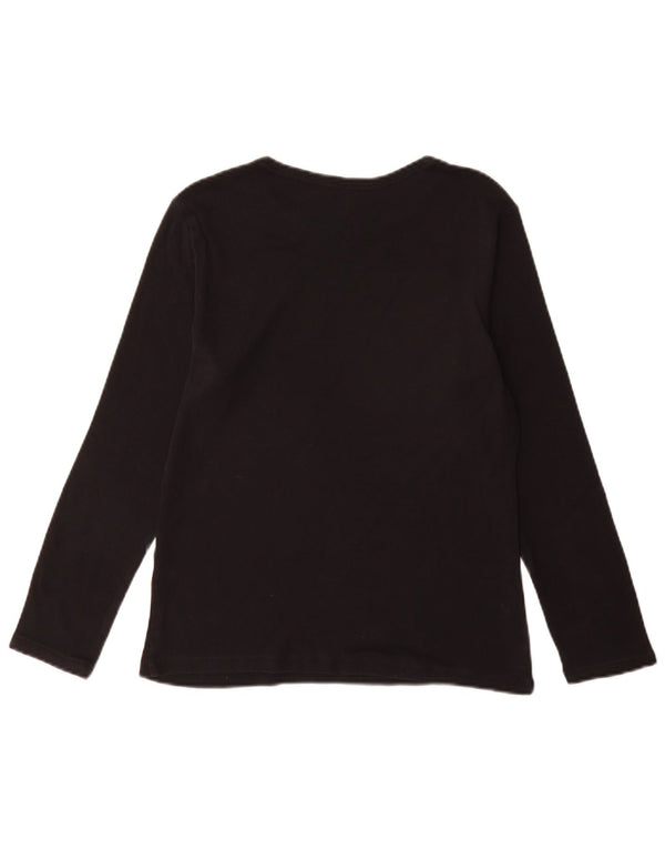 Marks & Spencer Womens Top Long Sleeve UK 14 Medium Black Cotton