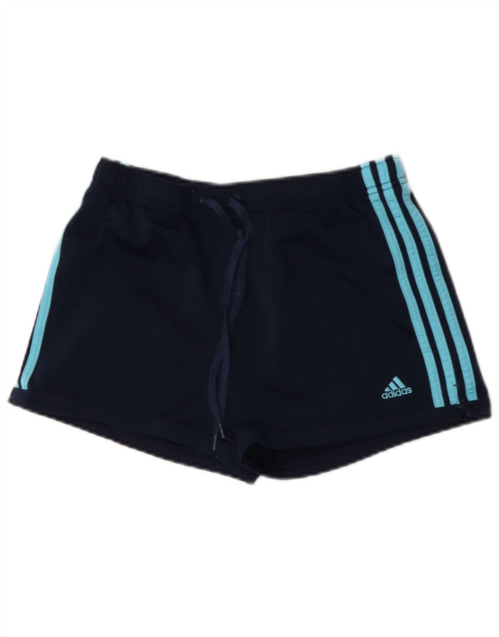 Adidas Womens Sport Shorts UK 12 Medium  Navy Blue Polyester