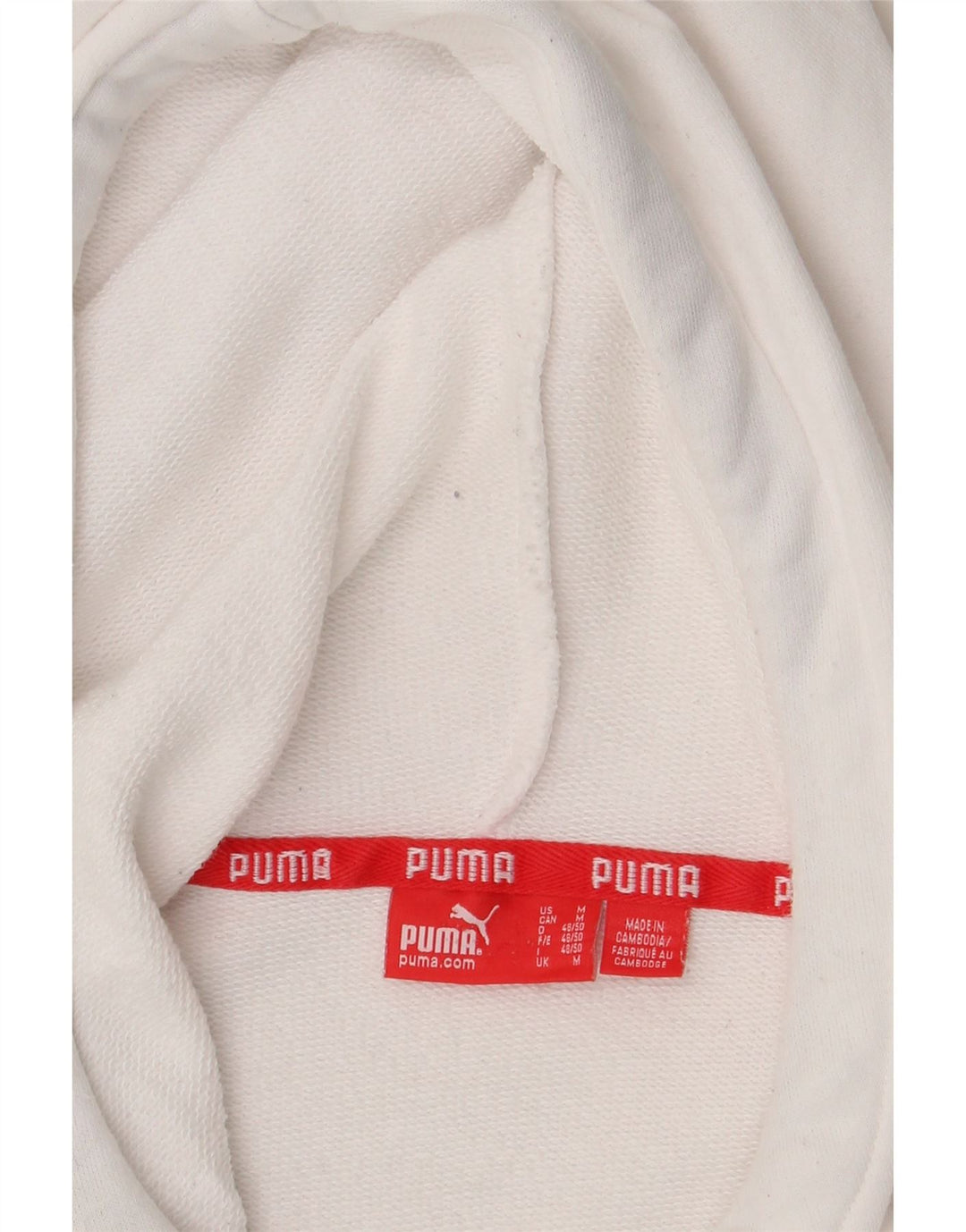 PUMA Mens Graphic Hoodie Jumper Medium White Cotton Vintage Puma and Second-Hand Puma from Messina Hembry 