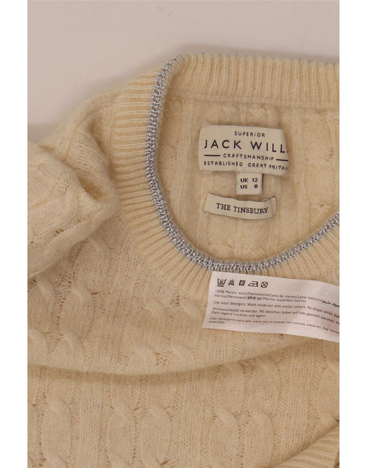 Jack Wills Womens Boat Neck Jumper Sweater UK 12 Medium Off White