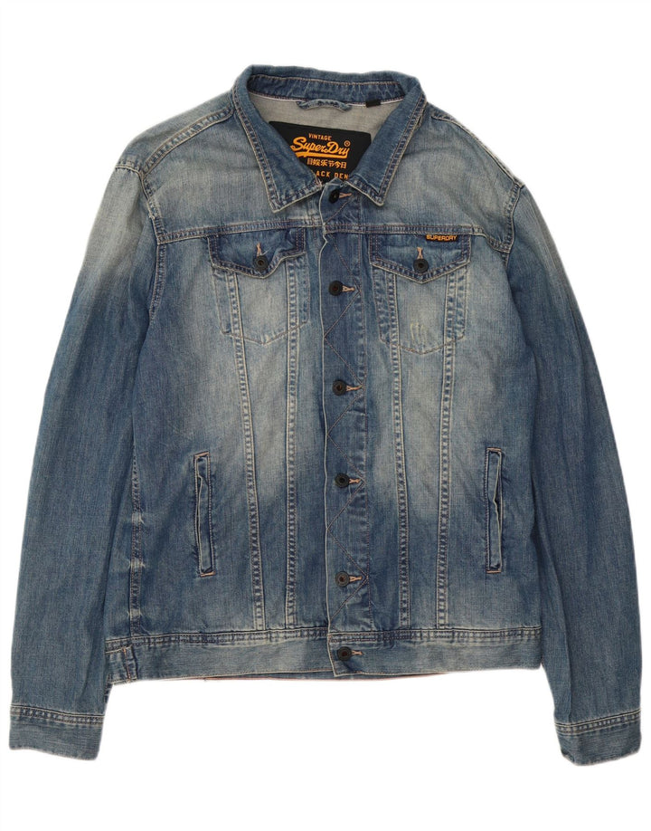 Superdry Mens Denim Jacket UK 42 XL Blue Cotton