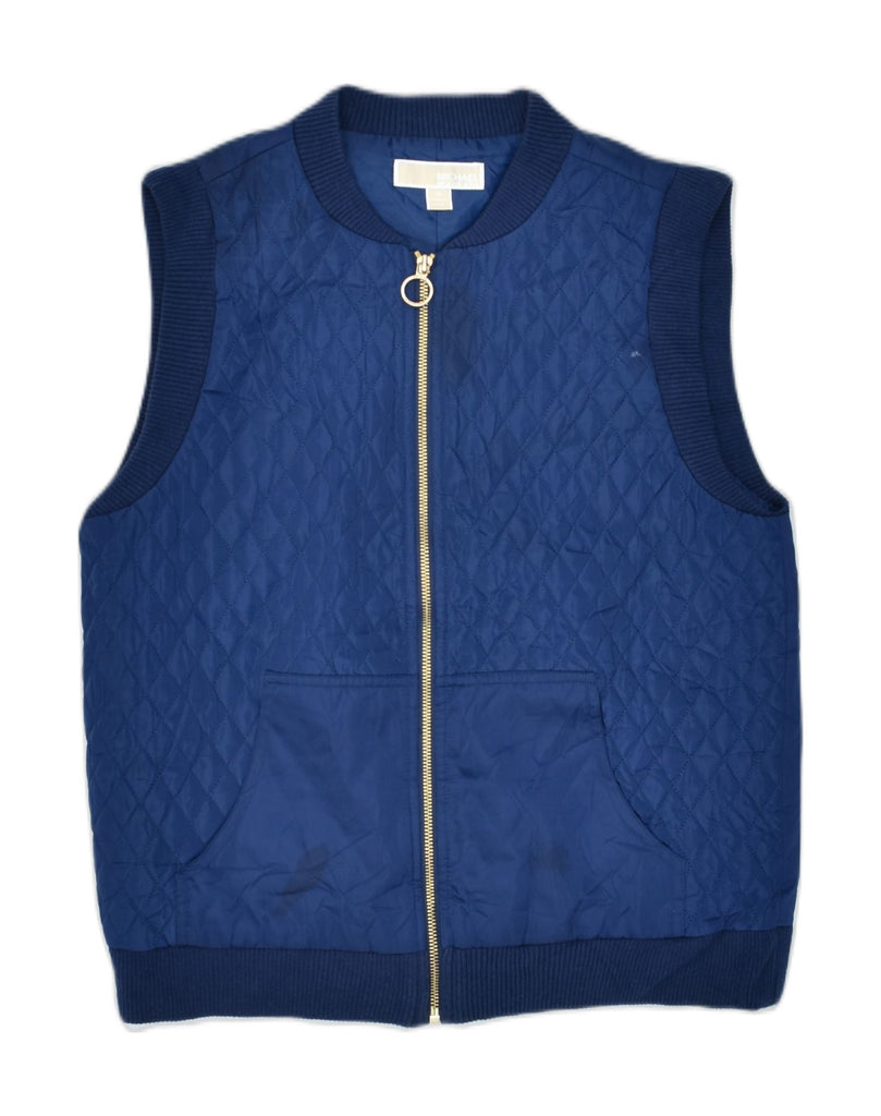 MICHAEL KORS Womens Quilted Gilet UK 14 Medium Navy Blue Polyester | Vintage | Thrift | Second-Hand | Used Clothing | Messina Hembry 