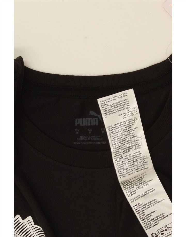 Puma Mens Graphic T-Shirt Top Medium Black Cotton
