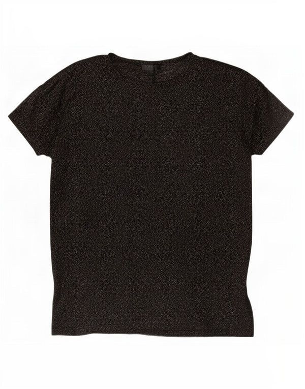 Topshop Womens Oversized T-Shirt Top UK 8 Small Black Flecked Polyester