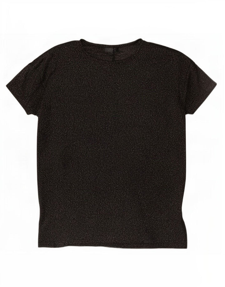 Topshop Womens Oversized T-Shirt Top UK 8 Small Black Flecked Polyester