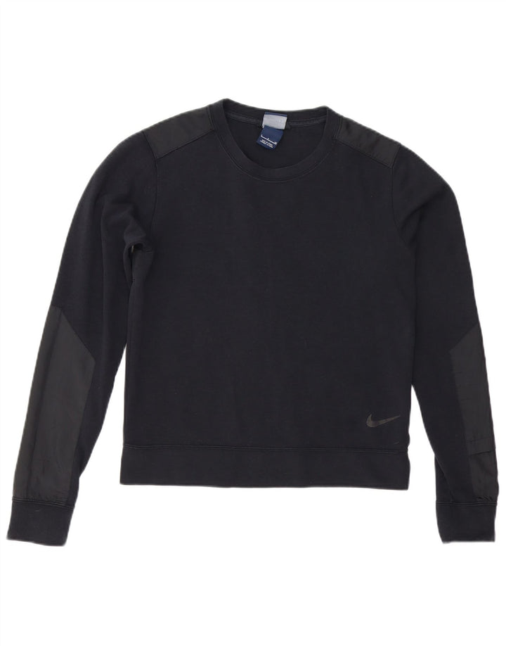 Nike Womens Sweatshirt Jumper UK 10 Small Black Cotton