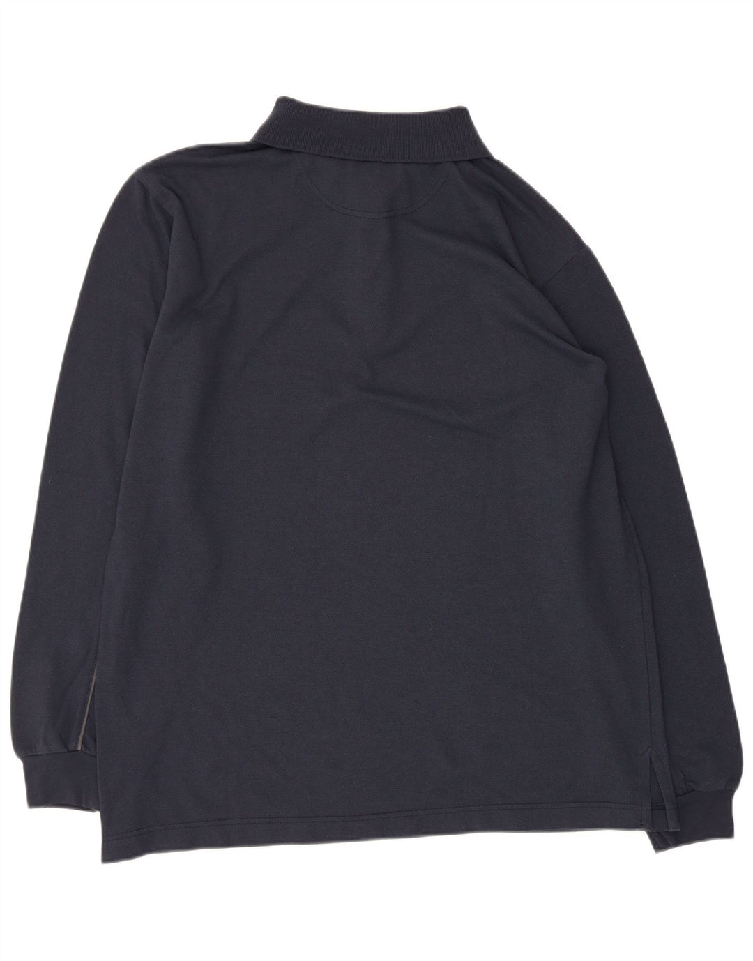 HELLY HANSEN Mens Long Sleeve Zip Neck Polo Shirt Medium Navy Blue Cotton