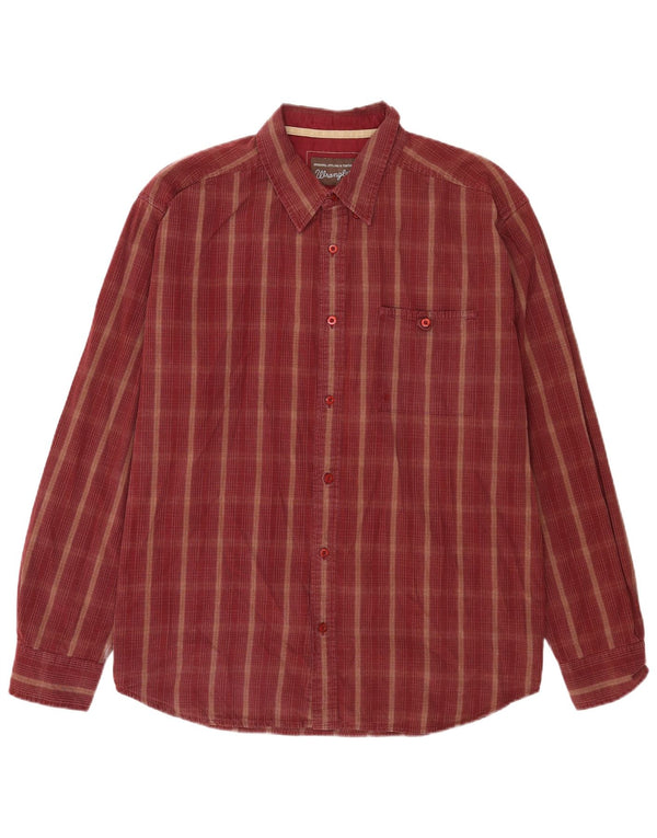 Wrangler Mens Shirt 2XL Maroon Check Cotton
