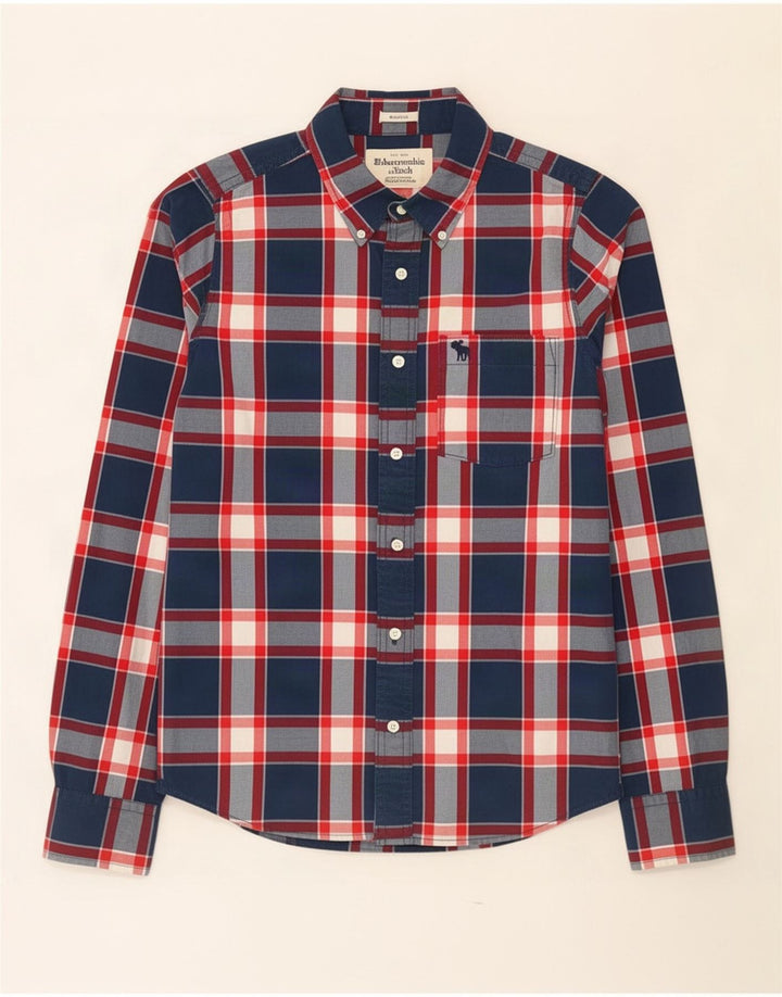 Abercrombie & Fitch Mens Shirt Medium Navy Blue Check Cotton