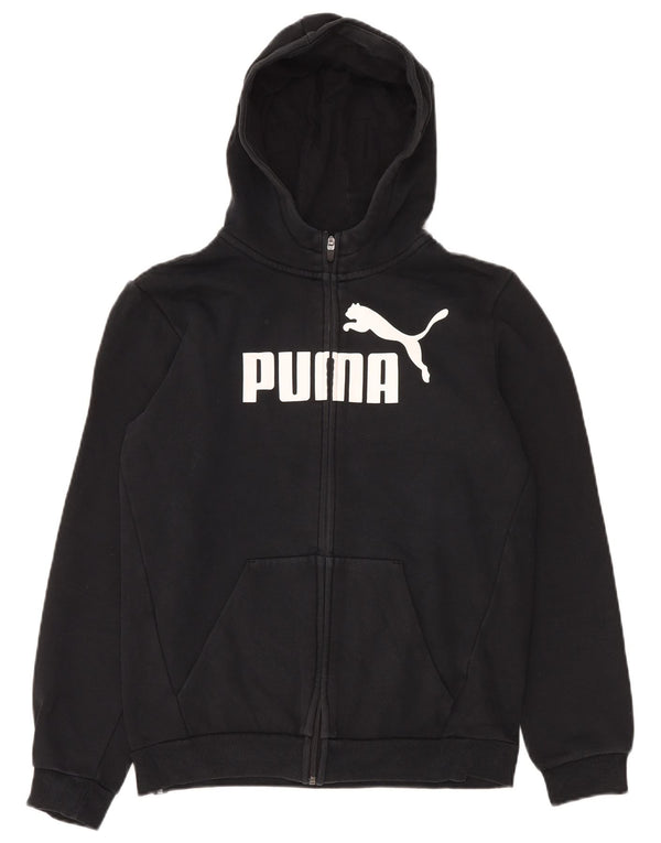 PUMA Boys Graphic Zip Hoodie Sweater 15-16 Years Black Cotton