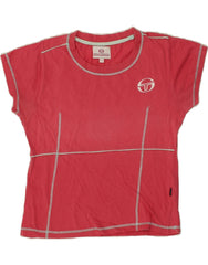 SERGIO TACCHINI Womens Crop Graphic T-Shirt Top UK 10 Small Pink Cotton