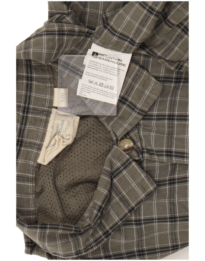 Mountain Warehouse Mens Short Sleeve Shirt Large Green Check Cotton
