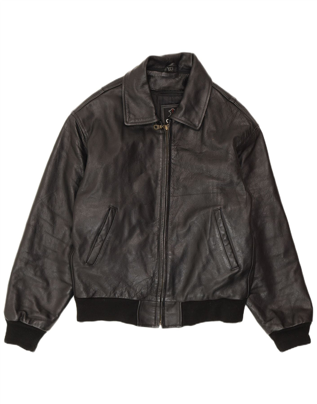 VINTAGE Mens Leather Jacket UK 40 Large Black Leather