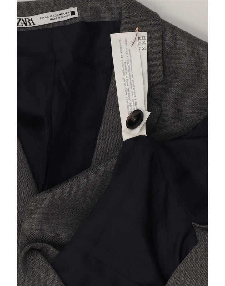 Zara Mens 1 Button Blazer Jacket EU 44 XS Grey Polyester