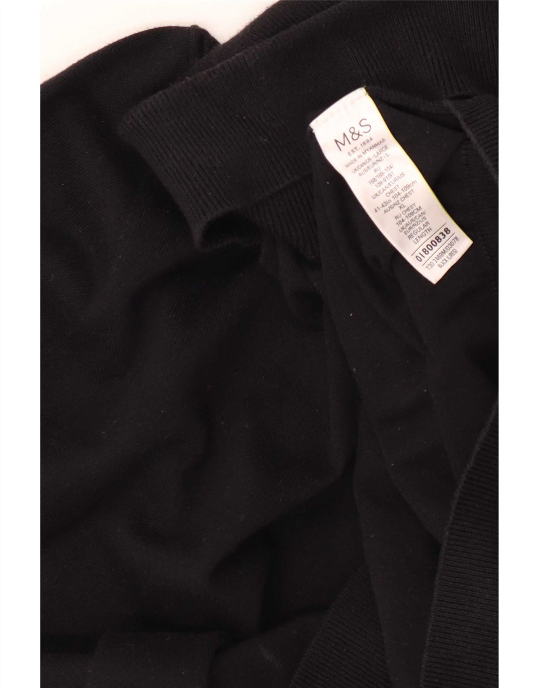 Marks & Spencer Mens Roll Neck Jumper Sweater Large Black Cotton
