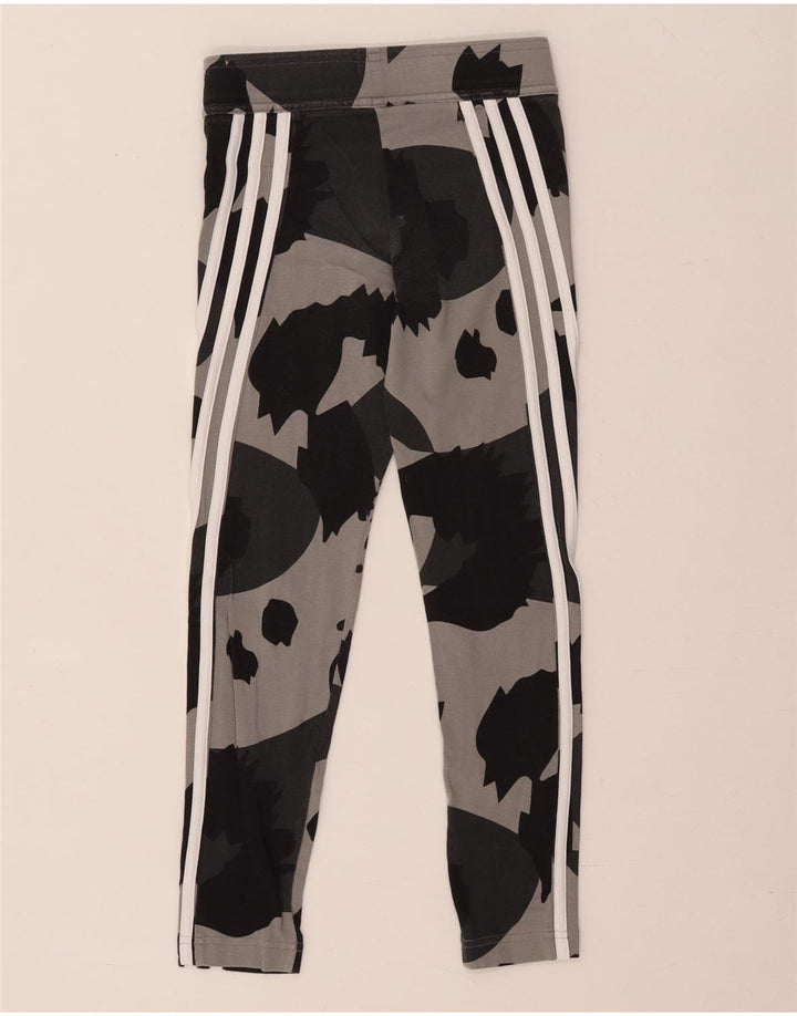 Adidas Girls Leggings 9-10 Years  Grey Camouflage Cotton
