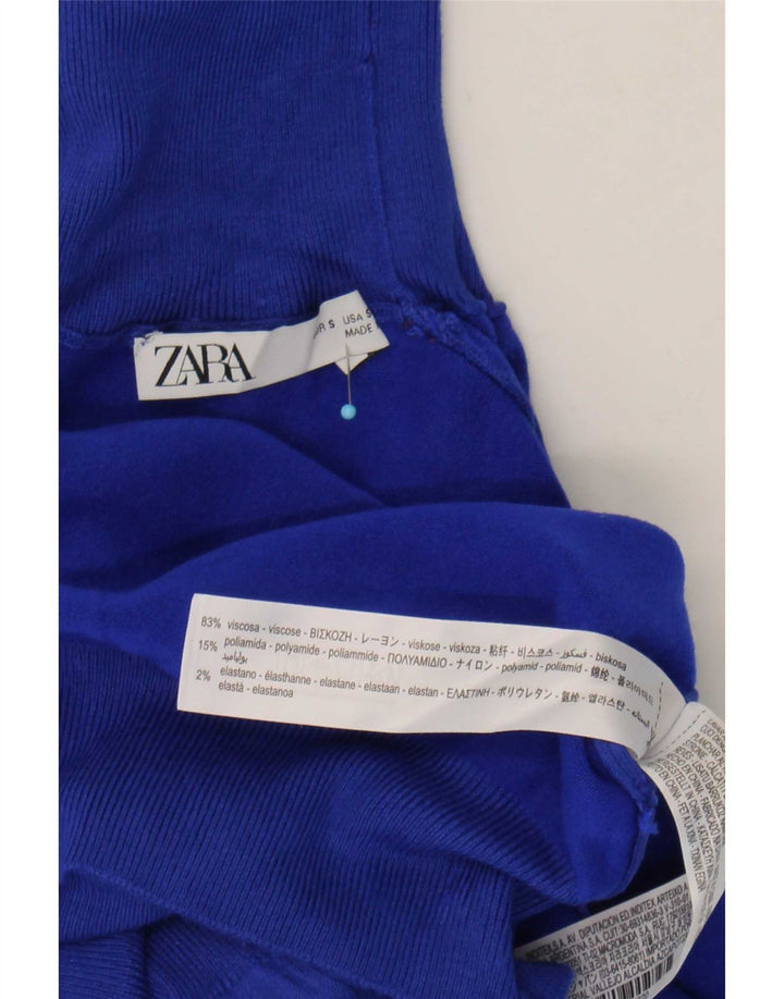 Zara Womens Roll Neck Jumper Sweater UK 10 Small Blue Viscose