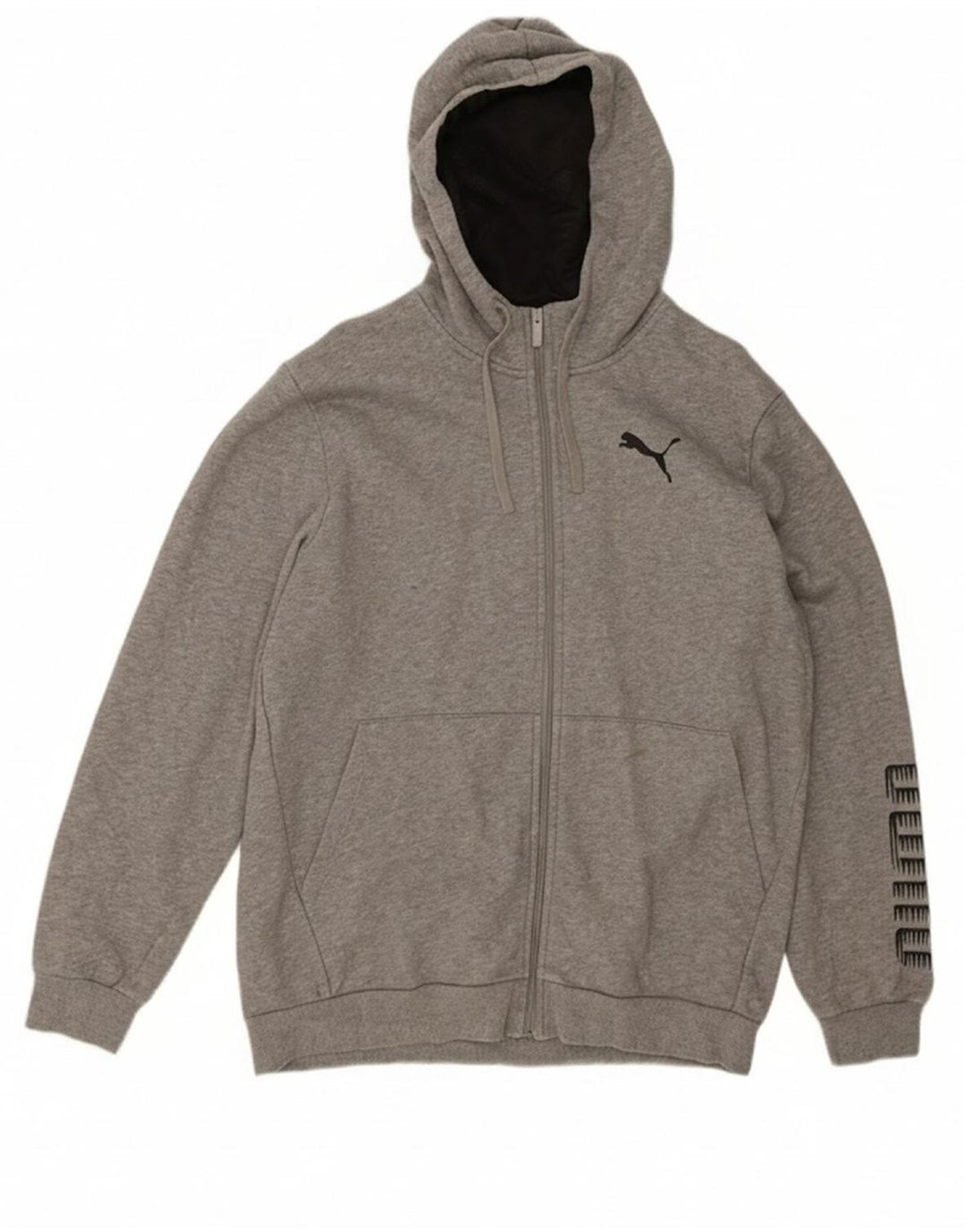 PUMA Mens Graphic Zip Hoodie Sweater Large Grey Cotton