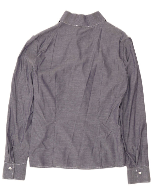 Naracamicie Womens Shirt Blouse UK 12 Medium Navy Blue Floral Cotton