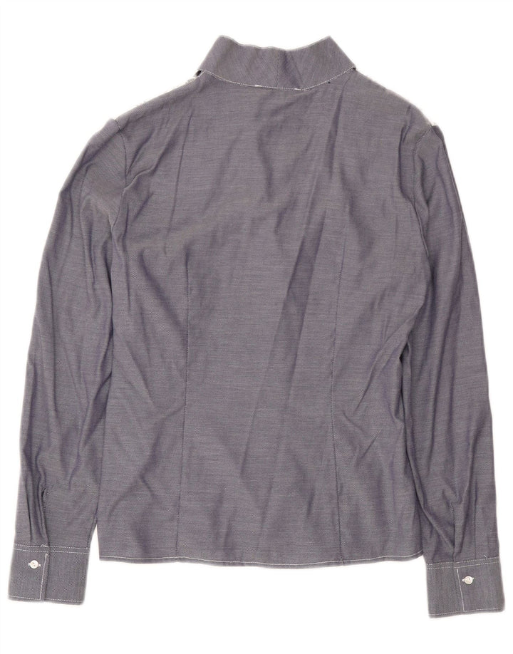 Naracamicie Womens Shirt Blouse UK 12 Medium Navy Blue Floral Cotton