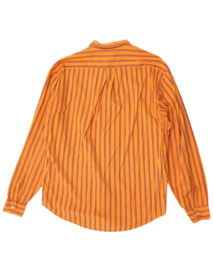 Vintage Mens Shirt XL Orange Striped Cotton