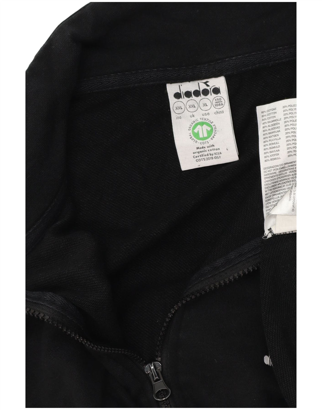 DIADORA Mens Tracksuit Top Jacket 2XL Black Colourblock Cotton