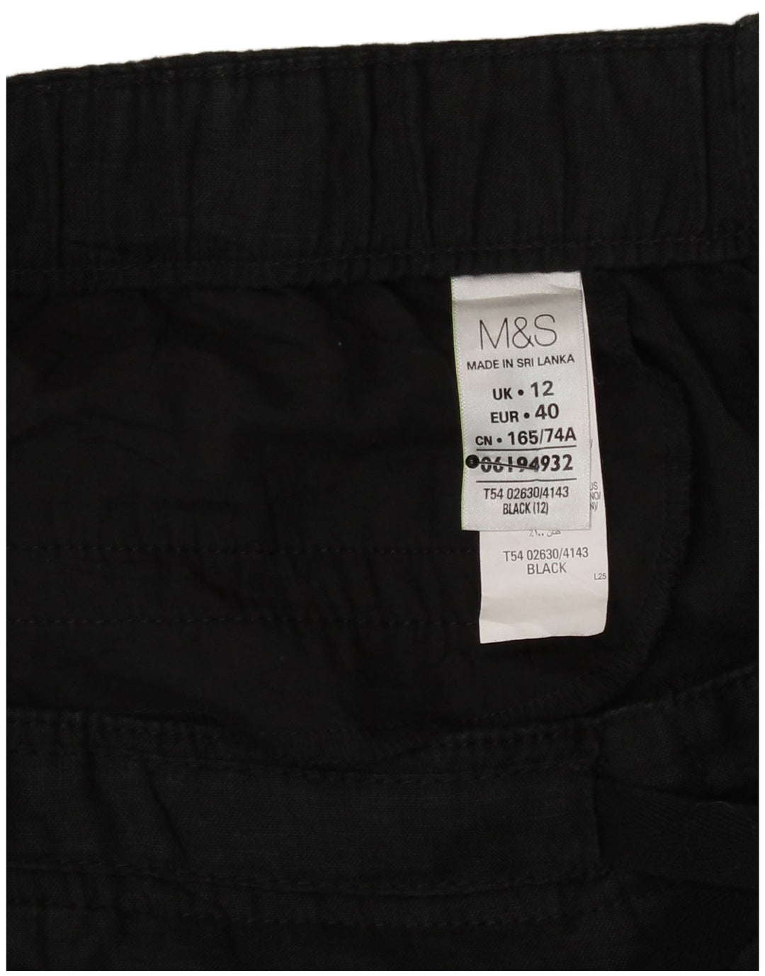 Marks & Spencer Womens Straight Skirt UK 12 Medium W32 Black Linen