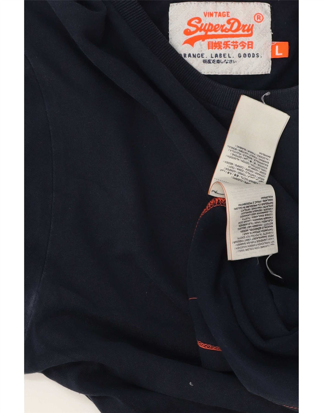 Superdry Mens T-Shirt Top Large Navy Blue Cotton