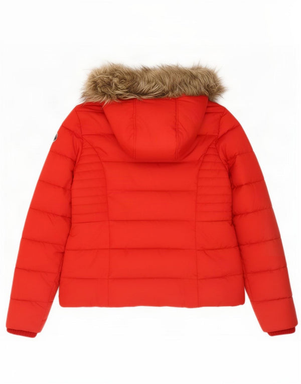 Abercrombie & Fitch Womens Hooded Padded Jacket UK 16 Large Red Polyester