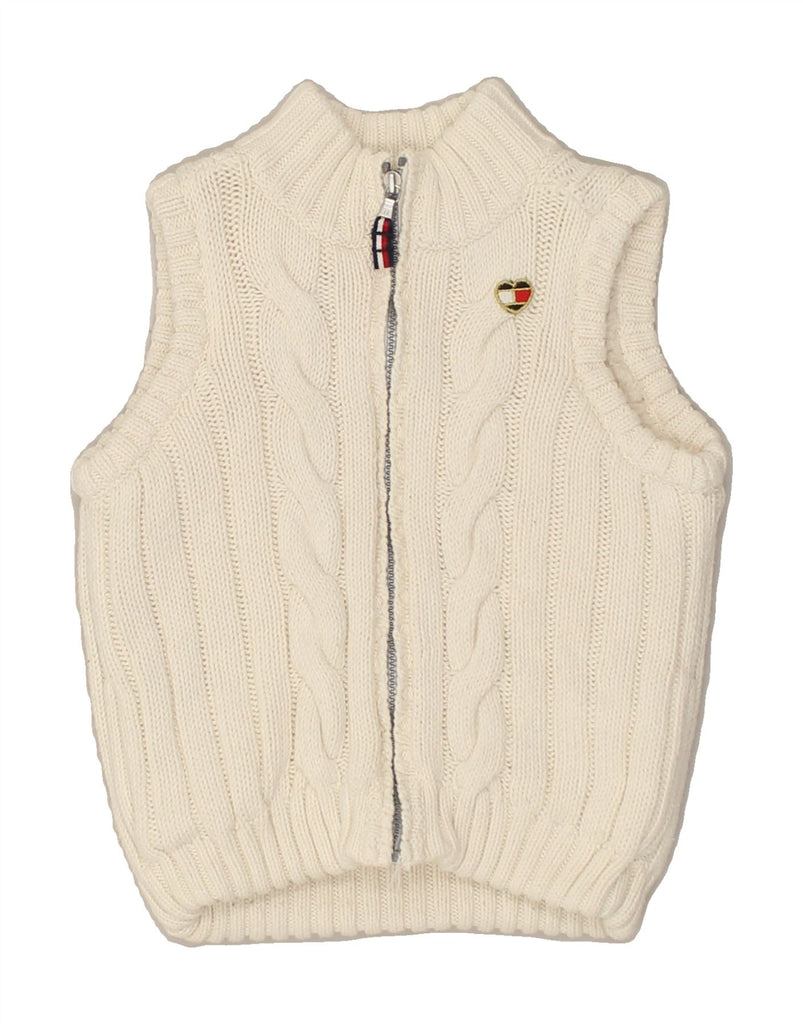 TOMMY HILFIGER Boys Sleeveless Cardigan Sweater 2-3 Years 2XS  White | Vintage Tommy Hilfiger | Thrift | Second-Hand Tommy Hilfiger | Used Clothing | Messina Hembry 