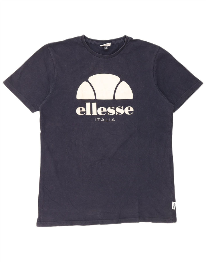 Ellesse Mens Italia Graphic T-Shirt Top Medium Navy Blue Cotton