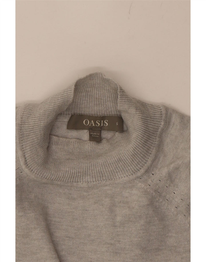 OASIS Womens Oversized Turtle Neck Jumper Sweater UK 10 Small Grey Viscose Vintage Oasis and Second-Hand Oasis from Messina Hembry 